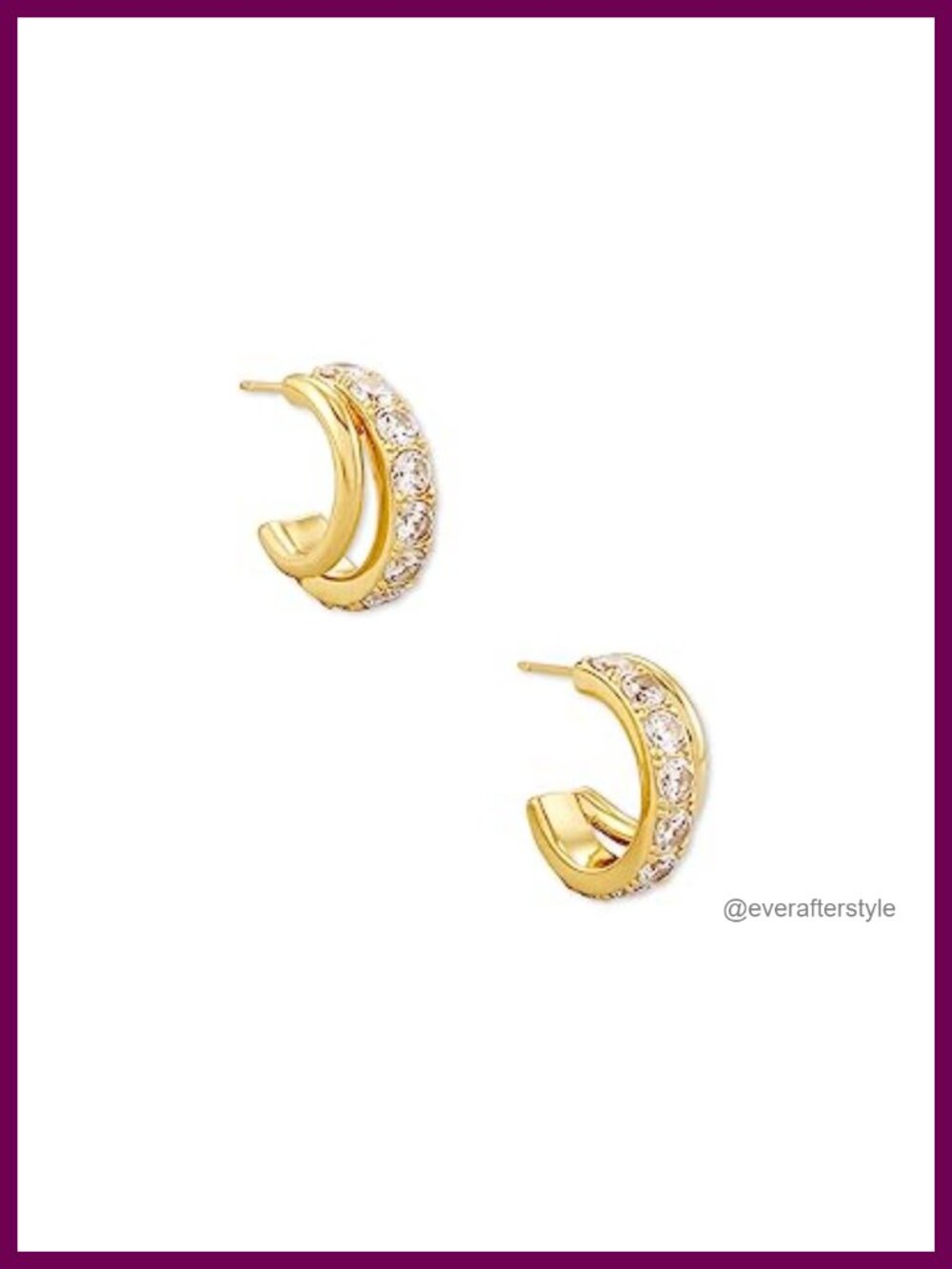 Kendra Scott Livy Huggie Earrings Gold Plated White Crystal